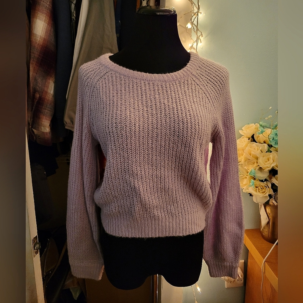Lavender Purple Forever 21 Puffy Sleeve Sweater